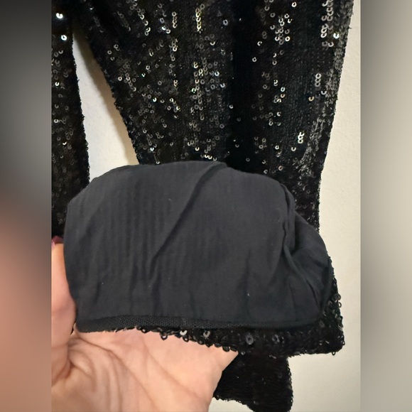 Farm Rio Black Sequin Straight Leg Pants -‎ L | Sparkle Chic Classy Night Out - Picture 7 of 13